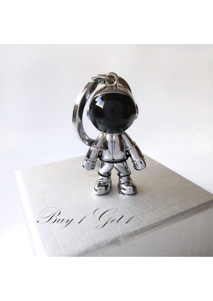 Gümüş Tarzı *1 Alana 1 Bedava* 3D Astronot Anahtarlık Uzay Robotu Uzay Adamı Anahtarlık Alaşım Renk: Gümüş Altın (Yurt Dışından)