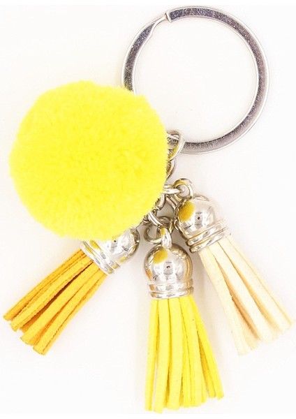 Sarı Boho Renkli Püsküllü Çanta Asma Anahtarlık Ponpon Araba Anahtarlık Saç Topu Kadınlar Için Takı (Yurt Dışından)