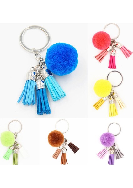 Sarı Boho Renkli Püsküllü Çanta Asma Anahtarlık Ponpon Araba Anahtarlık Saç Topu Kadınlar Için Takı (Yurt Dışından) fiyatları