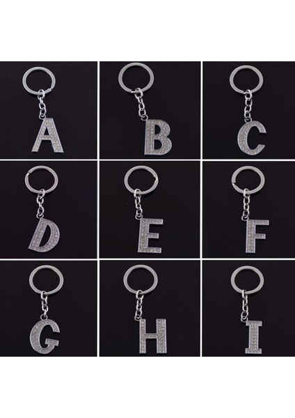 Gümüş Tarzı Q Bling Kristal Taşlı Harf A-Z Alfabesi Isim Anahtarlık Anahtarlık (Yurt Dışından) fırsatları