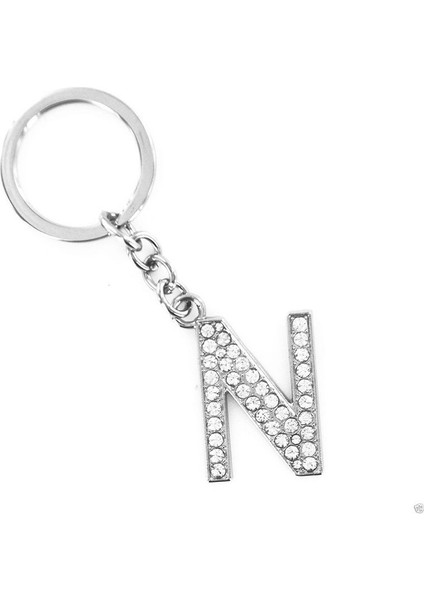 Gümüş Tarzı N Bling Kristal Taşlı Harf A-Z Alfabesi Isim Anahtarlık Anahtarlık (Yurt Dışından)