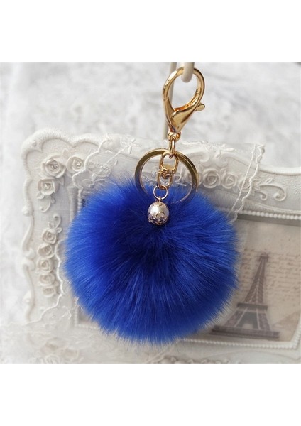 Kraliyet Mavisi Stili 3,15 Inç 2 Al 1 Ücretsiz Şık Çok Yumuşak Puf Puf Suni Kürk Top Anahtarlık Pompom Çanta Araba Anahtarlık Uk (Yurt Dışından)