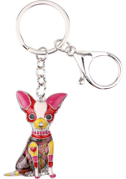 Yeşil Stil Kadın Kızlar Için Çiçekli Chihuahua Köpek Anahtarlık Hayvan Kolye (Yurt Dışından) fiyatları