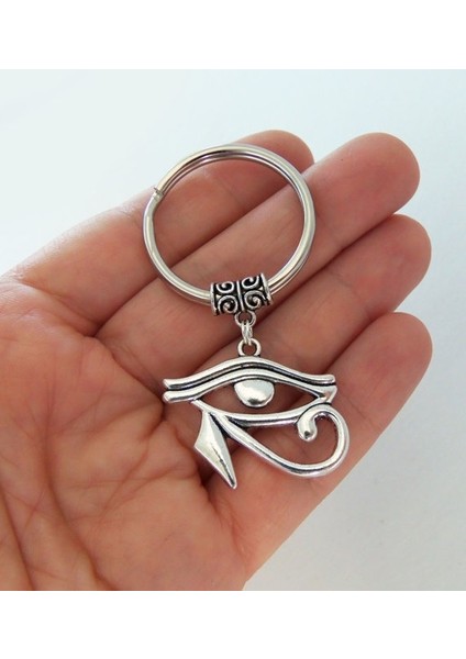 Antik Gümüş Tarzı Horus Gözü Anahtarlık, Mısır Anahtarlık (Yurt Dışından)