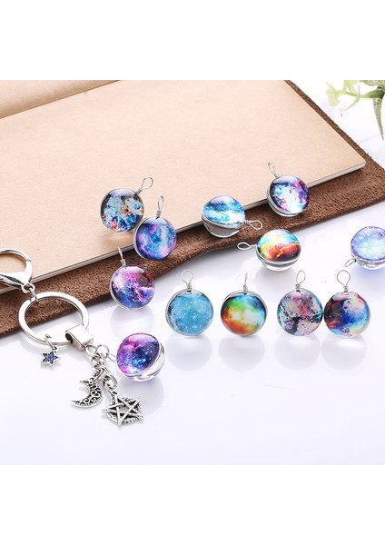 Gümüş Tarzı Yeni Moda Yaratıcı Anahtarlık Yıldızlı Gökyüzü Cam Top Araba Anahtarlık Tutucu Takı Çanta Kolye (Yurt Dışından) indirimleri