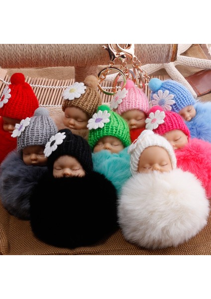 Pembe Tarzı Küçük Çiçek Bebek Bebek Yün Top Anahtarlık Çanta Anahtar Halkaları Araba Anahtarı Kolye Çizgi Film Süsler ler (Yurt Dışından) fiyatları