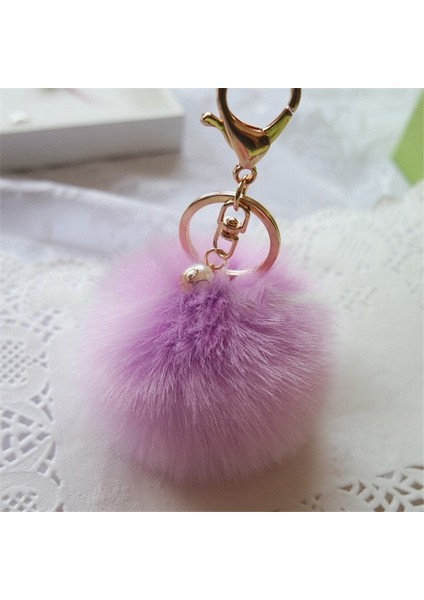 Açık Mor Tarzı 3,15 Inç 2 Al 1 Ücretsiz Şık Çok Yumuşak Puf Puf Suni Kürk Top Anahtarlık Pompom Çanta Araba Anahtarlık Uk (Yurt Dışından)