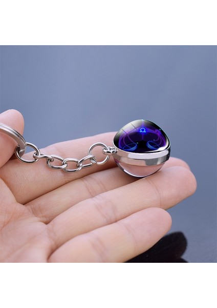 Balık Burcu 12 Burç Anahtarlık Moda Çift Taraflı Cam Top Anahtarlık Burç Işaretleri Anahtarlık Anahtar Tutucu Takı (Yurt Dışından)