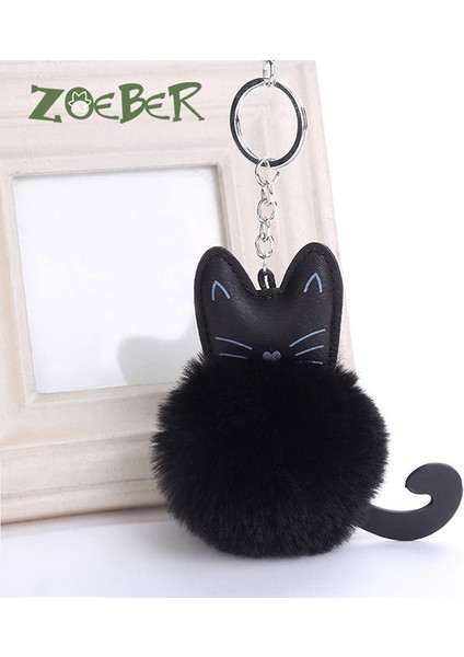 Beyaz Stil Araba Anahtarlık Kar Tüy Anahtarlık Tavşan Tüy Topu Anahtarlık Siyah Kedi Başı Bebek Anahtarlık Hayvan Püskül Kolye Şanslı Takı (Yurt Dışından) modelleri