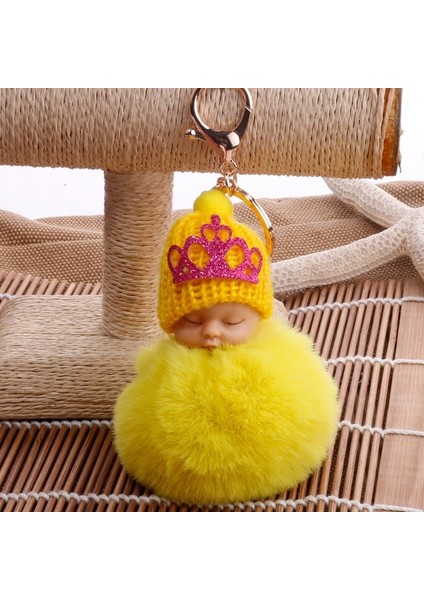 Sarı Stil Sevimli Bebek Bebek Yün Top Anahtarlık Çanta Anahtar Halkaları Araba Anahtarı Kolye Karikatür Süsler ler (Yurt Dışından)
