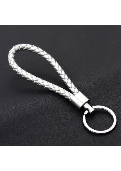 Gümüş Tarzı El Yapımı Deri Pu Bilek Halatı Örme Anahtarlık Metal Kendin Yap Aksesuar Anahtar Zinciri Örme Anahtar Tutucu Anahtar Kapağı Oto Anahtarlık Kolye (Yurt Dışından)