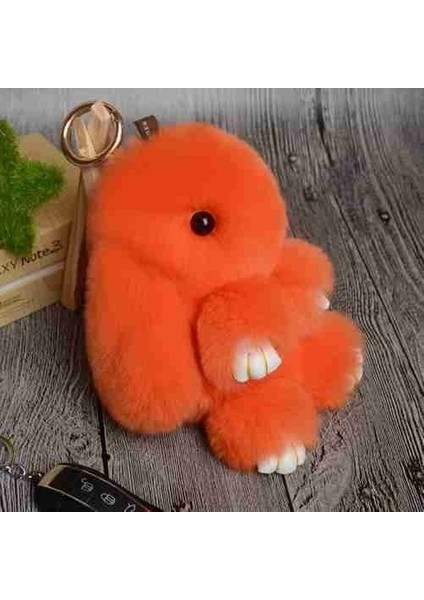 Turuncu Tarzı Tavşan Anahtarlık Sevimli Tüylü Tavşan Püskül Anahtarlık Püskül Anahtarlık Sevimli Kawaii Anahtar Tutucu (Yurt Dışından)
