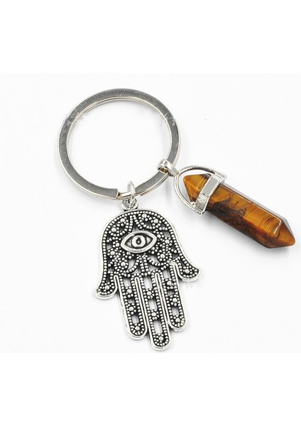 Kahverengi Tarzı Doğal Kuvars Kristal Ucu Çakra Iyileştirme Taş Kolye Anahtarlık Anahtarlık Aile si (Yurt Dışından)
