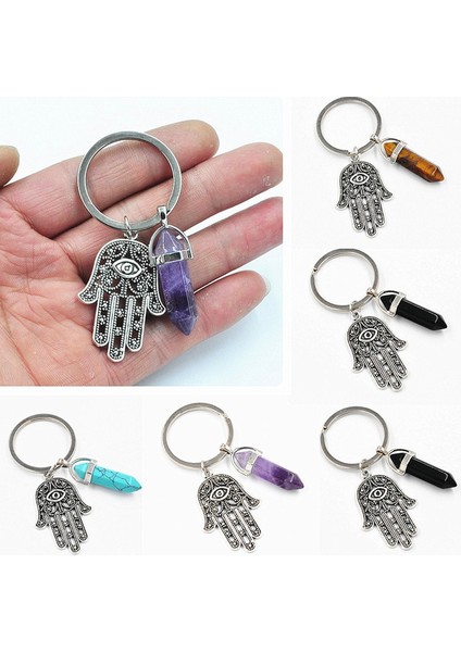 Kahverengi Tarzı Doğal Kuvars Kristal Ucu Çakra Iyileştirme Taş Kolye Anahtarlık Anahtarlık Aile si (Yurt Dışından) fiyatları