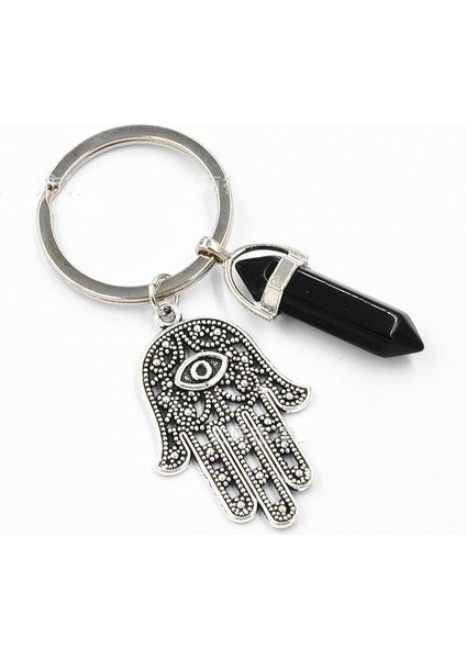 Kahverengi Tarzı Doğal Kuvars Kristal Ucu Çakra Iyileştirme Taş Kolye Anahtarlık Anahtarlık Aile si (Yurt Dışından) modelleri