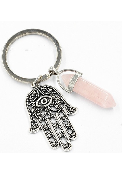 Kahverengi Tarzı Doğal Kuvars Kristal Ucu Çakra Iyileştirme Taş Kolye Anahtarlık Anahtarlık Aile si (Yurt Dışından) fırsatları