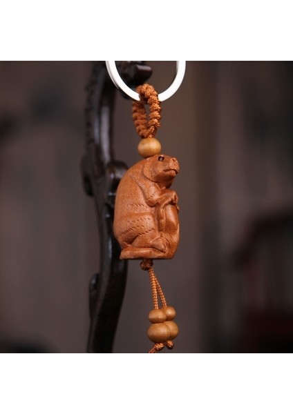 No.7 Boyutu Çin Tarzı Zodyak Anahtarlık Doğal Kırmızı Ahşap Kolye Narin Oymalı Şanslı Buddha Araba Anahtar Süslemeleri (Yurt Dışından) indirimleri