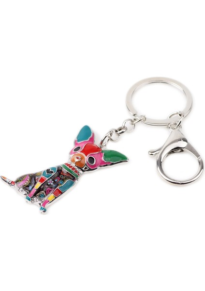 Mavi Stil Kadın Kızlar Için Çiçekli Chihuahua Köpek Anahtarlık Hayvan Kolye (Yurt Dışından) indirimleri