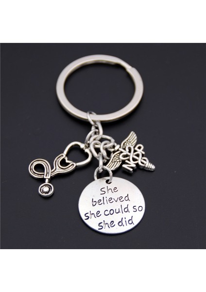 No.4 Boyutu 1 Adet Şırınga Steteskop Anahtarlık Doktor Hemşire Hekim Tıp Öğrenci Mezuniyet Takı (Yurt Dışından)