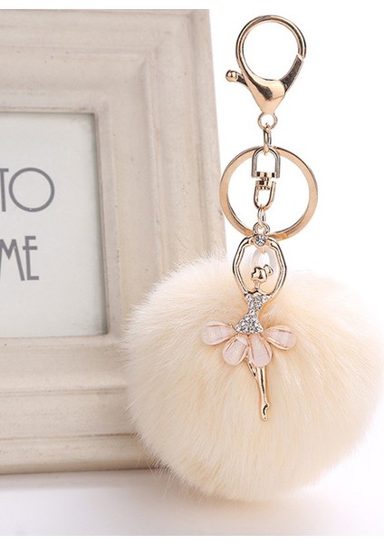 Açık Yeşil Stil Zoeber Sahte Tavşan Kürk Topu Anahtarlık Püskül Anahtarlık Pembe Melek Kız Dört Pompon Kadın Çanta Takı (Yurt Dışından) modelleri