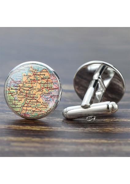 Gümüş Tarzı Almanya Erkek Kol Düğmesi Amerika Avrupa Haritası Gümüş Takı Düğün Kol Düğmeleri - Dünya Haritası Cufflinks (Yurt Dışından)