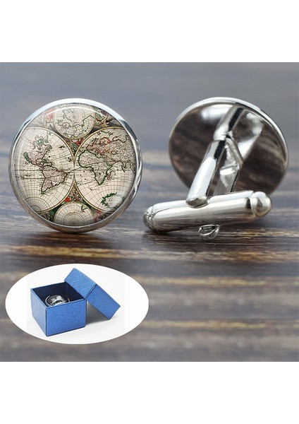 Gümüş Tarzı Almanya Erkek Kol Düğmesi Amerika Avrupa Haritası Gümüş Takı Düğün Kol Düğmeleri - Dünya Haritası Cufflinks (Yurt Dışından)