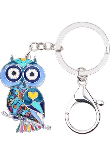 Mavi Stil Kadınlar Için Bilezik Alaşım Çiçekli Baykuş Kuş Anahtarlıklar Hayvan Anahtarlık Takı (Yurt Dışından)