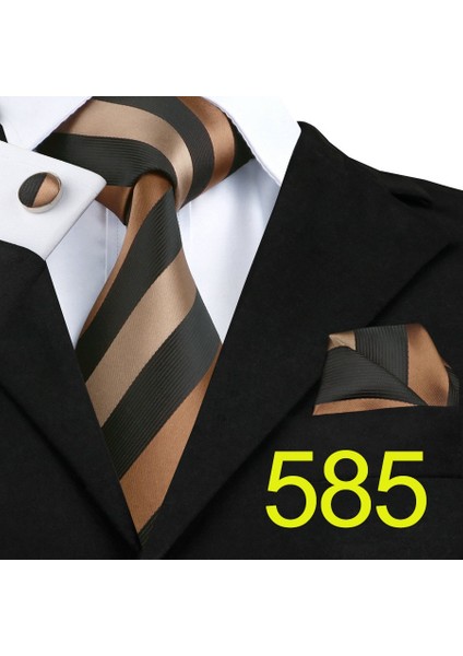 Çok Renkli Stil No.216 Boyutu Şık Tasarım Kravat Cebi Mendil Kol Düğmesi Seti - Erkekler Için 5Cm Kravat Seti (Yurt Dışından)