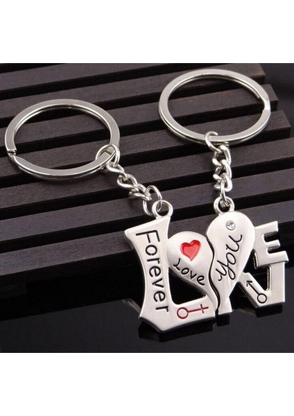 Moda Aksesuarlar Sevimli Sonsuza Kadar Seni Seviyorum Kalp Çift Anahtarlık Halka Anahtarlık Ince Anahtarlık Anahtarlık Takı Christmas Present Jewelry (Yurt Dışından) fırsatları