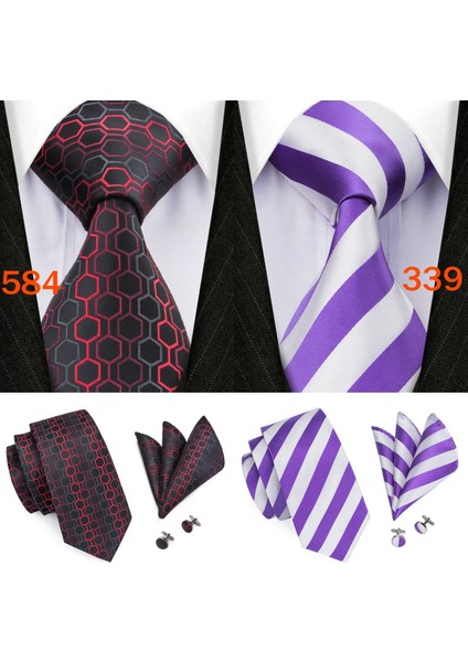 Çok Renkli Stil No.660 Boyutu Moda Tasarım Ipek Kravat Mendil Kol Düğmesi Seti Formal Krawatte Takım - E-Ticaret (Yurt Dışından) indirimleri