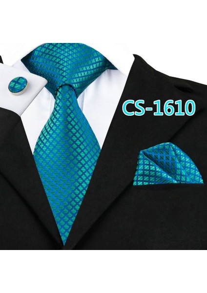 Çok Renkli Stil No.5232 Boyutu Erkek Kravat Jakar Dokuma Çiçekli Ekose Resmi Ipek Kravat Mendil Kol Düğmeleri (Yurt Dışından)