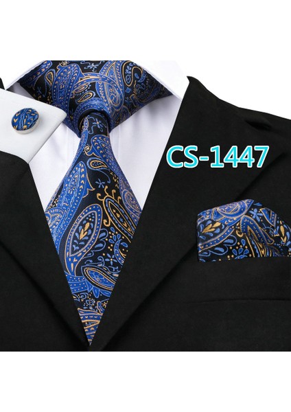 Çok Renkli Stil No.5232 Boyutu Erkek Kravat Jakar Dokuma Çiçekli Ekose Resmi Ipek Kravat Mendil Kol Düğmeleri (Yurt Dışından)