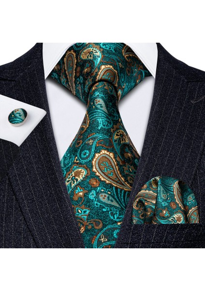 Çok Renkli Stil No.5153 Boyut Erkekler Için Tasarımcı Kravat Mendil Manşet Düğme Paisley Düz Renk Düğün Iş Kravat (Yurt Dışından)