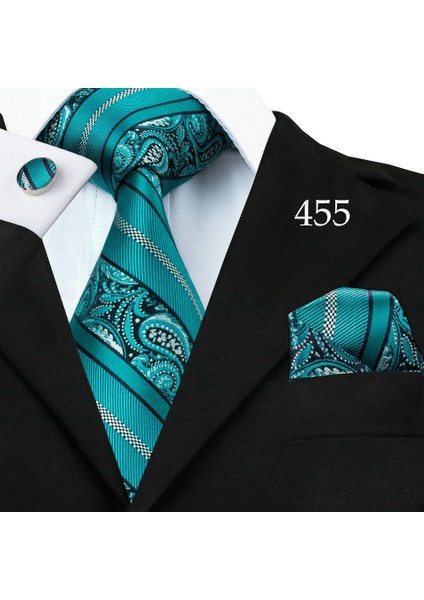 Çok Renkli Stil No.5153 Boyut Erkekler Için Tasarımcı Kravat Mendil Manşet Düğme Paisley Düz Renk Düğün Iş Kravat (Yurt Dışından)