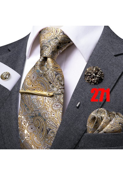 No.1494 Beden Hi-Tie Cla.5Cm Kravat Seti Erkekler Için Çizgili Düz Kravat Moda Boutonniere Ipek Kravat Mendil Kol Düğmesi Kravat Klipsi Iş Parti (Yurt Dışından) fırsatları