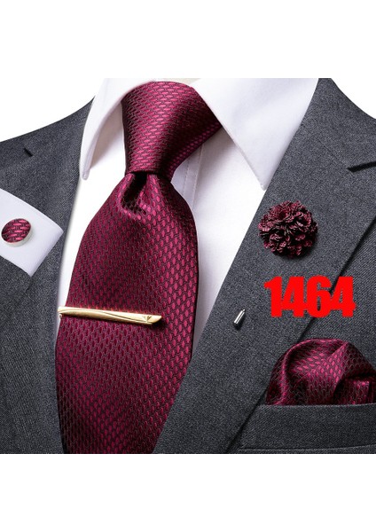 No.1494 Beden Hi-Tie Cla.5Cm Kravat Seti Erkekler Için Çizgili Düz Kravat Moda Boutonniere Ipek Kravat Mendil Kol Düğmesi Kravat Klipsi Iş Parti (Yurt Dışından) indirimleri