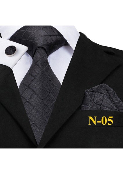 Çok Renkli Stil N-05 Erkekler Için Düğün Ve Iş Için Mavi Kırmızı Mor Ipek Kravat Seti (Yurt Dışından)