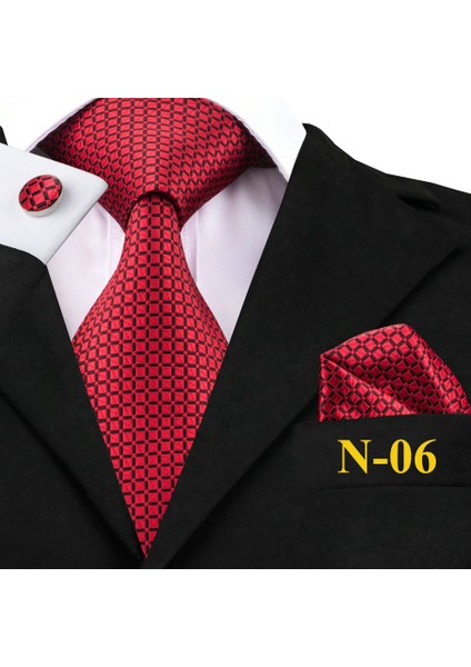 Çok Renkli Stil N-05 Erkekler Için Düğün Ve Iş Için Mavi Kırmızı Mor Ipek Kravat Seti (Yurt Dışından)