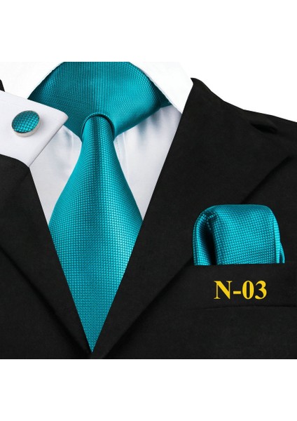 Çok Renkli Stil N-05 Erkekler Için Düğün Ve Iş Için Mavi Kırmızı Mor Ipek Kravat Seti (Yurt Dışından)