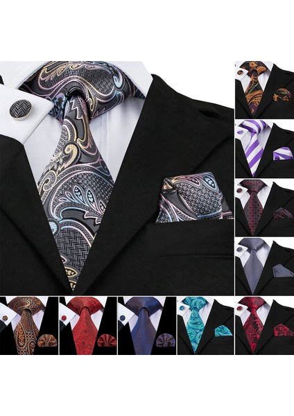 Çok Renkli Stil No.274 Boyutu Moda Tasarım Ipek Kravat Mendil Kol Düğmesi Seti Formal Krawatte Takım - E-Ticaret (Yurt Dışından) fiyatları