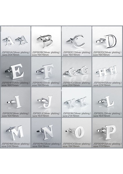 Gümüş Tarzı L Beden Mert Aksesuarları Için Gümüş Harfli Kol Düğmeleri - Takı (Yurt Dışından) fiyatları
