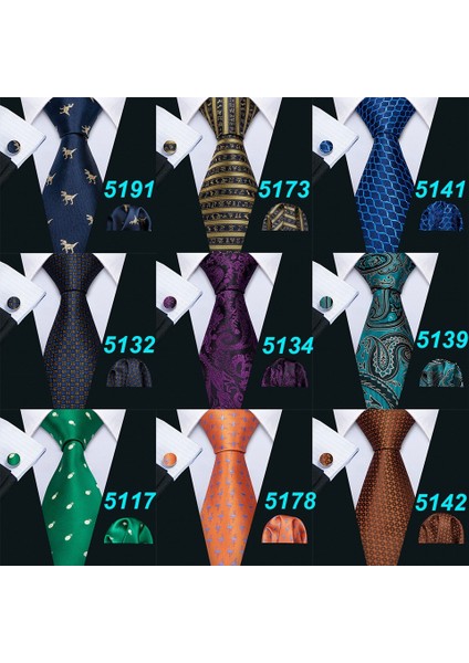 Çok Renkli Stil No.5220 Boyutu Erkekler Için Düğün Parti Iş Için Jakar Dokuma Ipek Kravat Cebi Kare Kol Düğmeleri (Yurt Dışından)