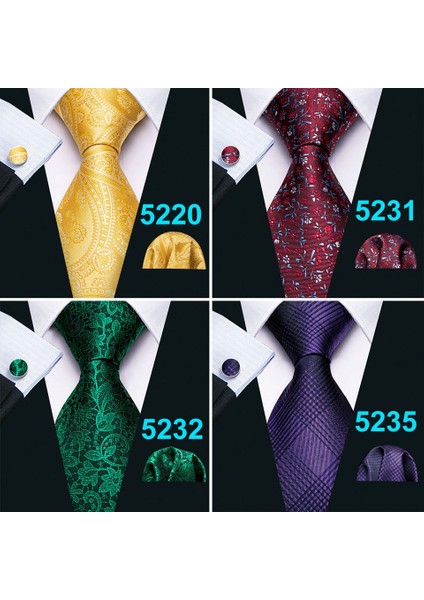 Çok Renkli Stil No.5220 Boyutu Erkekler Için Düğün Parti Iş Için Jakar Dokuma Ipek Kravat Cebi Kare Kol Düğmeleri (Yurt Dışından)