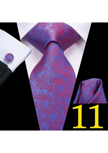 Çok Renkli Stil No.8 Boyut Düğün Partisi Için Erkek Mor Kravat+Eldiven+Manşet Ipi Takımı (Yurt Dışından)