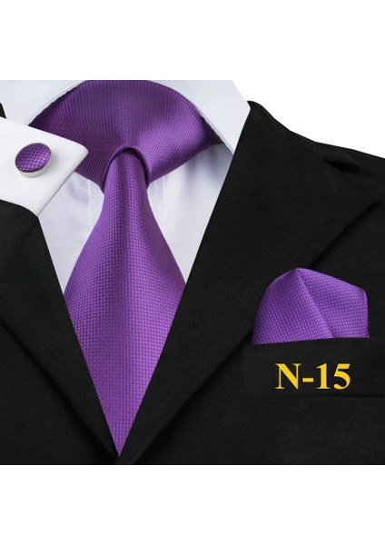Çok Renkli Stil N-12 Erkekler Için Düğün Ve Iş Için Mavi Kırmızı Mor Ipek Kravat Seti (Yurt Dışından)