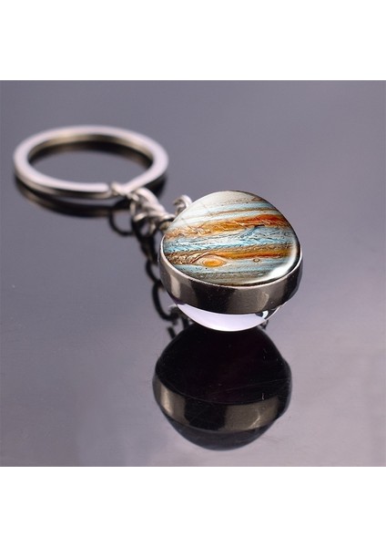 Gümüş Tarzı Jüpiter Dünya Ay Topu Anahtarlık Galaksi Güneş Sistemi Gezegen Cam Topu Kolye Anahtarlık Evren Güneş Jüpiter Çift Taraflı Cam Topu Mücevher (Yurt Dışından)