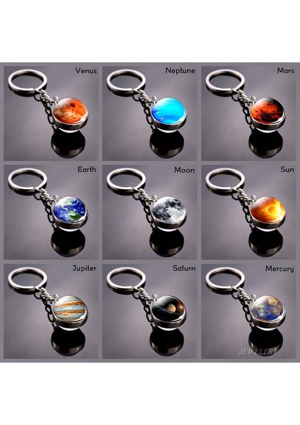 Gümüş Tarzı Jüpiter Dünya Ay Topu Anahtarlık Galaksi Güneş Sistemi Gezegen Cam Topu Kolye Anahtarlık Evren Güneş Jüpiter Çift Taraflı Cam Topu Mücevher (Yurt Dışından) fiyatları
