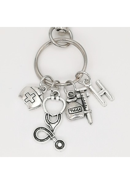 L Beden Hemşire Tıbbi Anahtarlık, Tıbbi Sembol Anahtarlık, Tıbbi Sembol Kolye, Steteskop Anahtarlık, Akustik Steteskop, İlk Harf Anahtarlık (Yurt Dışından)