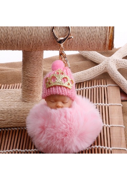 Pembe Tarzı Sevimli Bebek Bebek Yün Top Anahtarlık Çanta Anahtar Halkaları Araba Anahtarı Kolye Karikatür Süsler ler (Yurt Dışından)