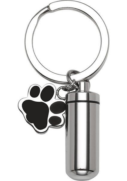 Gümüş Tarzı Anahtarlık - Silindir Pati Izi 1 Evcil Hayvan Anahtarlık Pati Baskılı Kolye Ve Silindir Anı Kül Kolye Paslanmaz Çelik Kül Takı (Yurt Dışından)